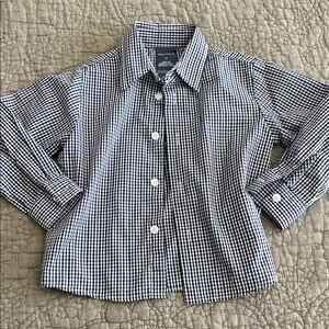 Nautica Boys Navy & White Gingham Button-Down Shirt